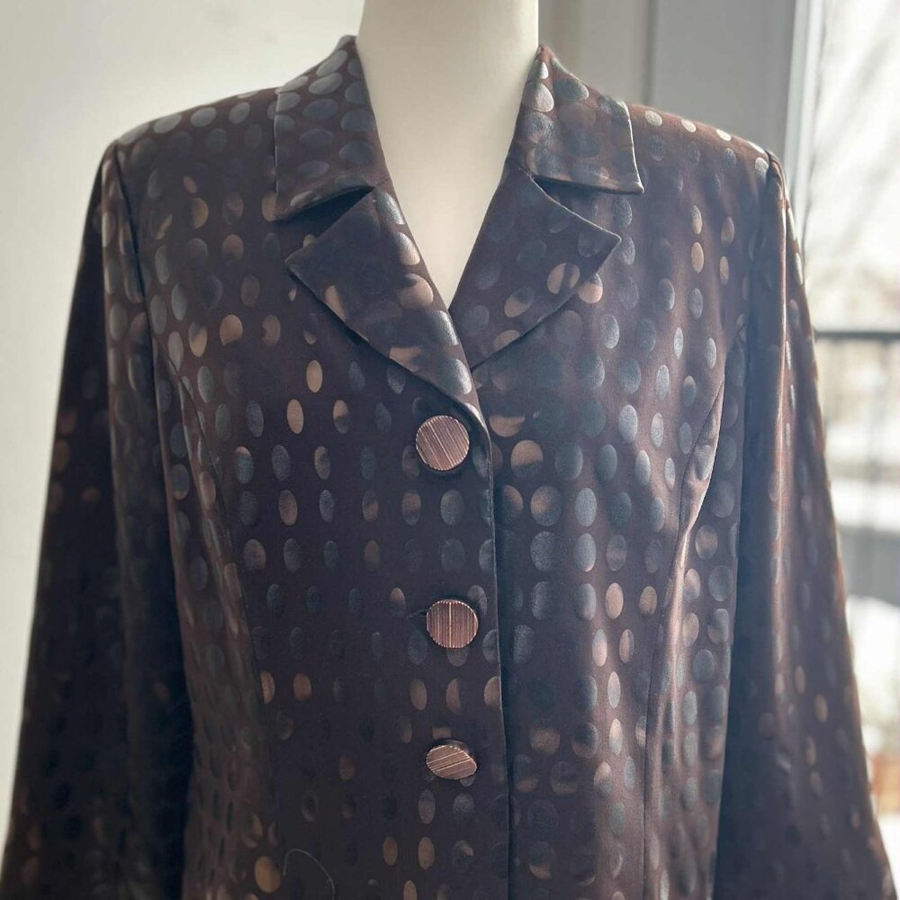 Nueva Cocoa Multi Tone Iridescent Dot Pattern Jacket w/ Statement Buttons - US L